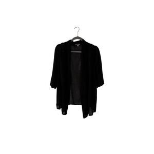 Soleillee Women’s Black Open Knit Open Front Wrap/Cardigan – 1X